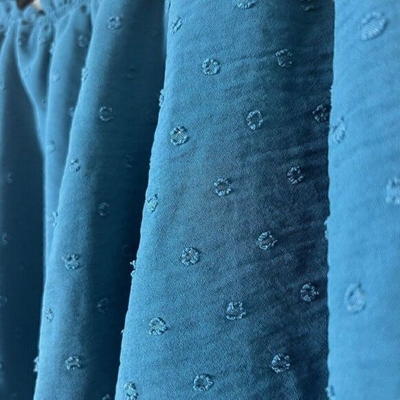 Lane Bryant Plus Size 18/20 Classic Sleeve Off-The-Shoulder Teal Top Swiss Dot - Picture 7 of 12